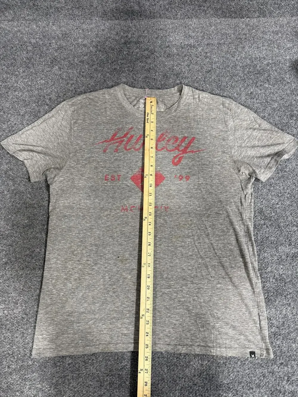 Hurley Shirt Mens Medium Gray EST 99 Logo Graphic T-Shirt Tee Surf Casual Top